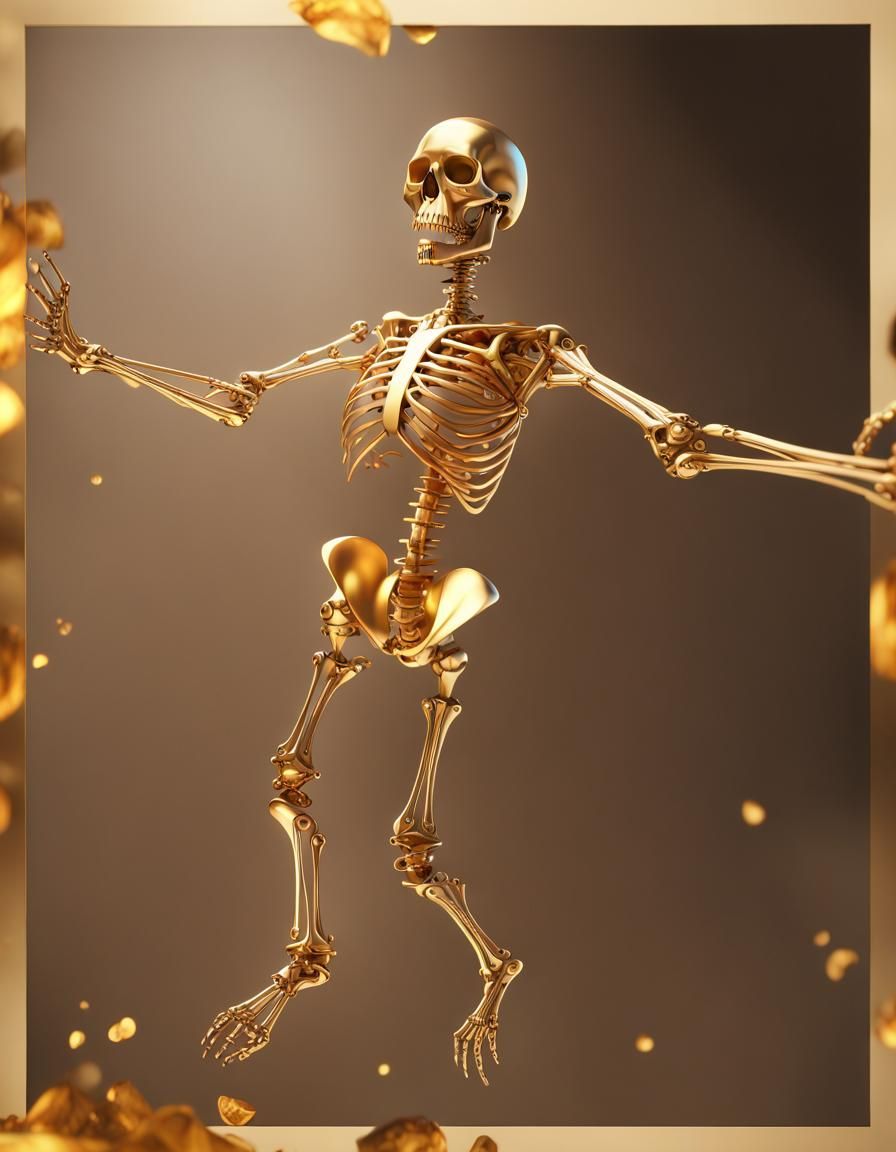 Intricate Golden Skeleton in Unreal Engine 5