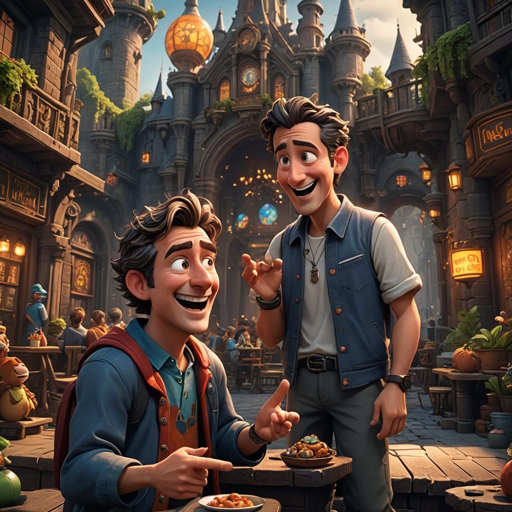 Cartoon Friends Watching Funny Video