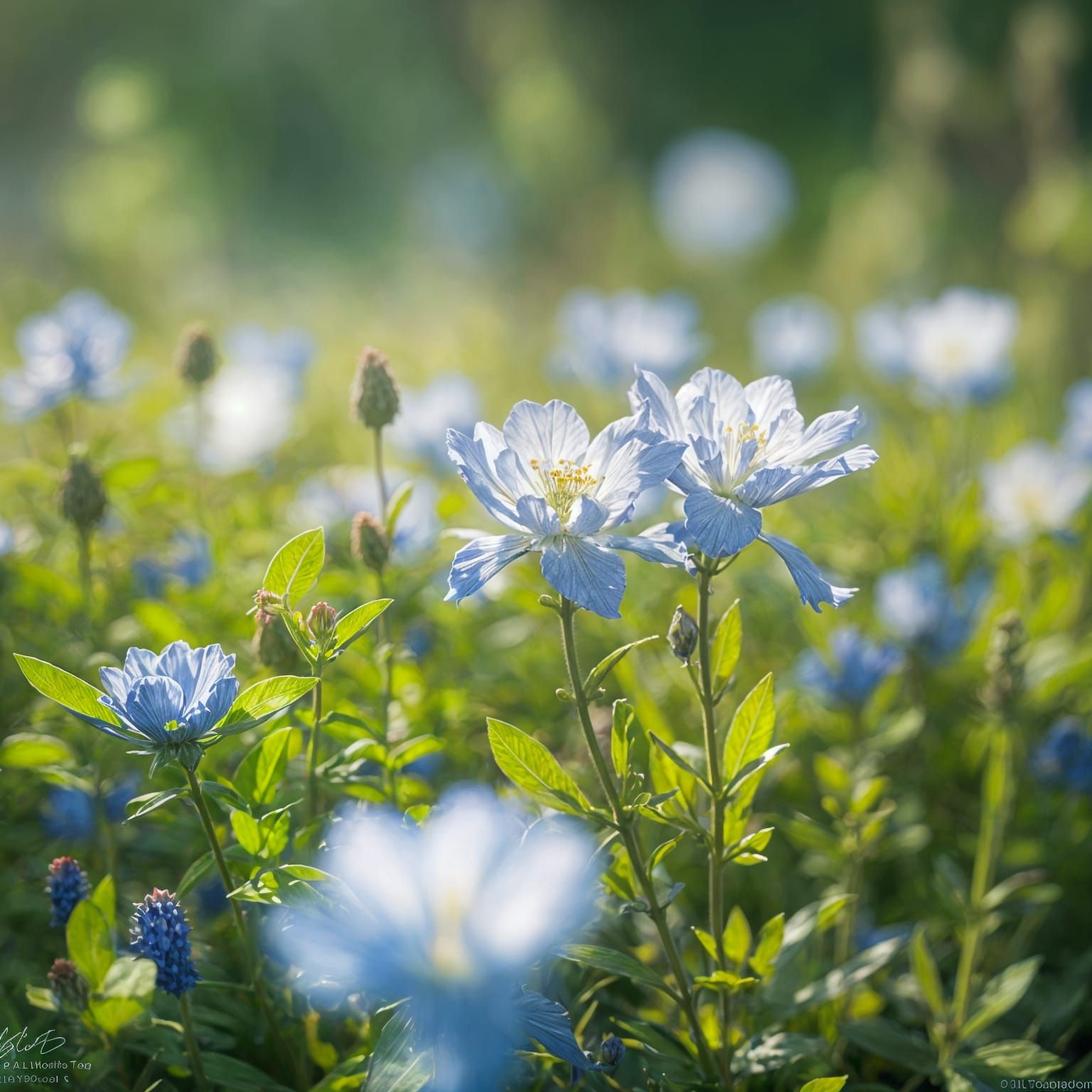 Field of Bluebonnet Flowers in Bloom