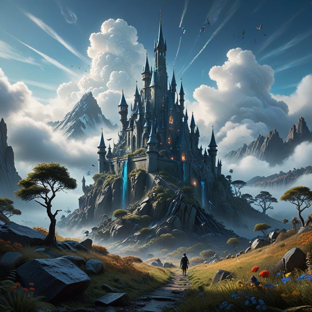 Surrealist Masterpiece under a Brilliant Cerulean Sky