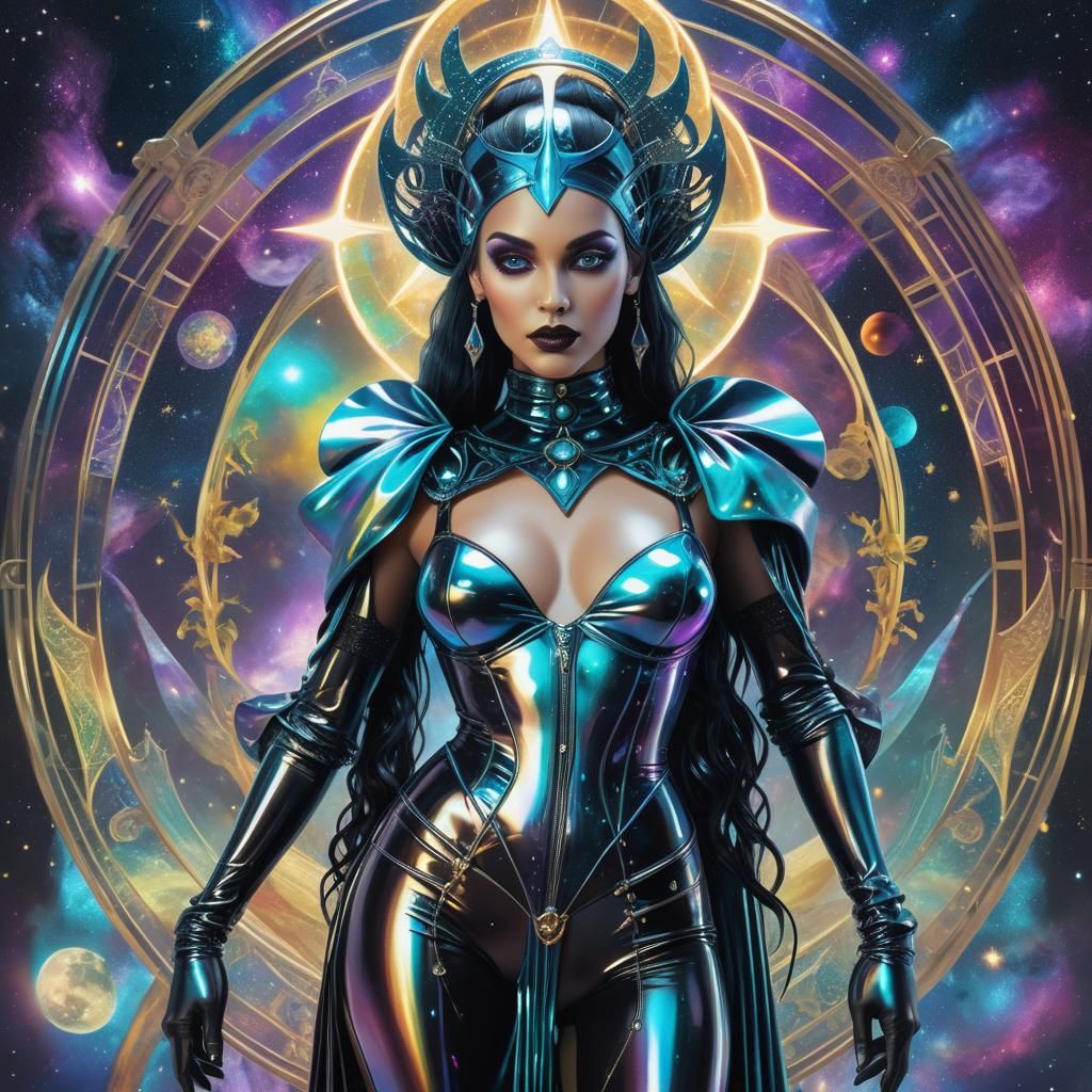 Gothic Venus Goddess in Cosmic Astral Illustration