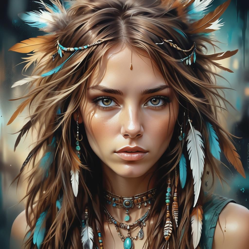 The natural beauty of a woman, amazing messy brown hair.