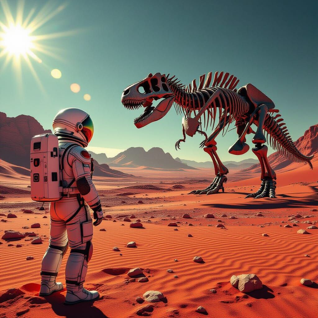 Astronaut Discovers Giant T-Rex Skeleton on Alien Planet