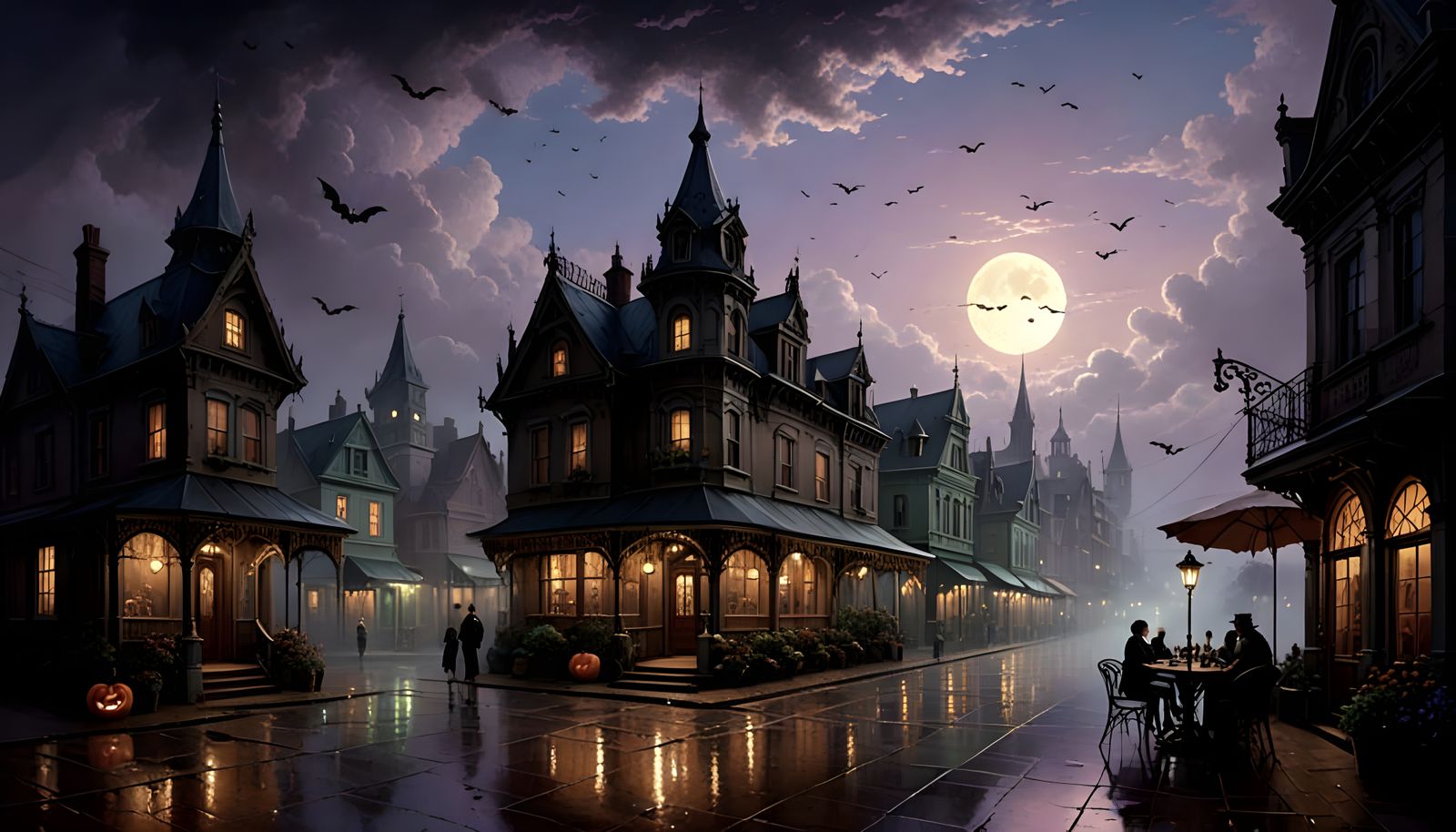 Ethereal Steampunk Cloud Bistro with Angels