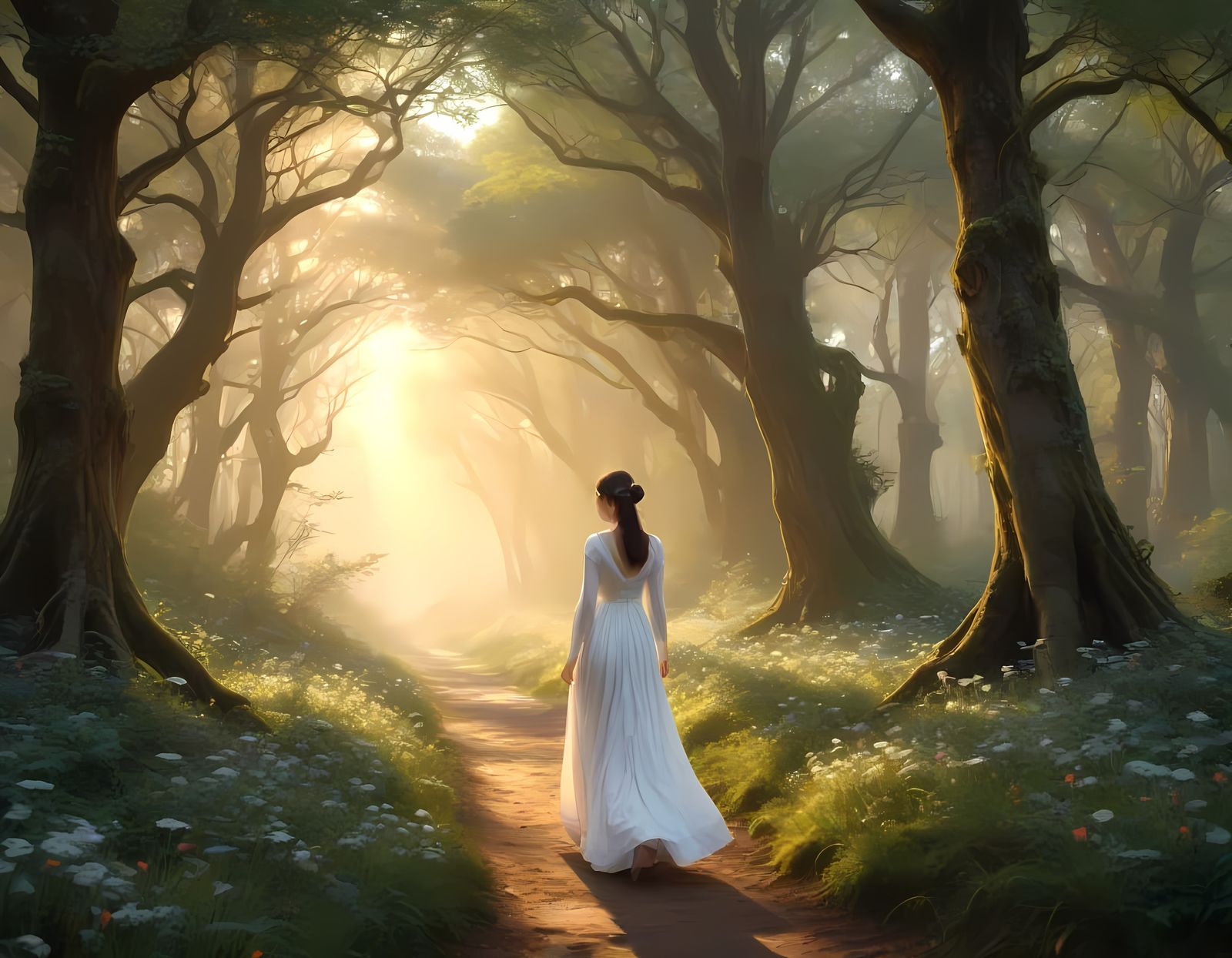 Enchanted Forest Maiden in Ethereal Bloom