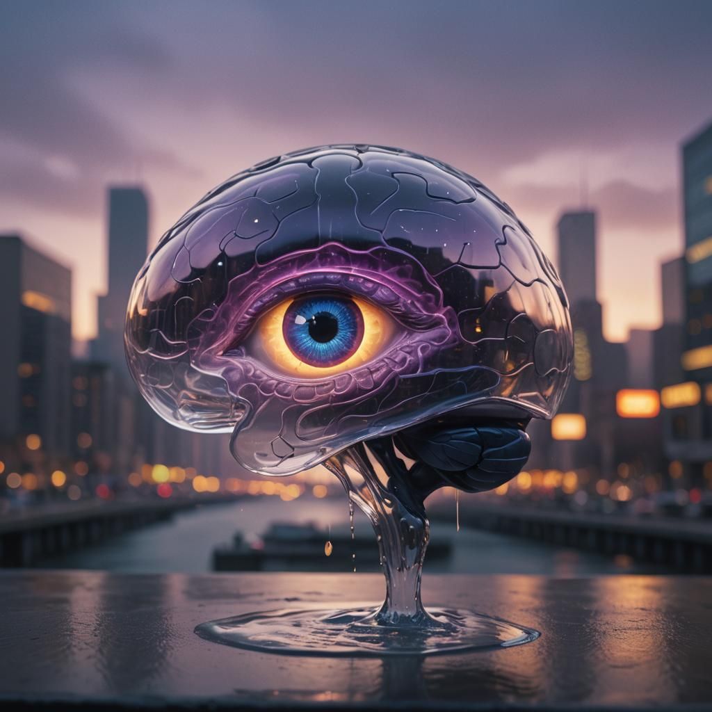 Surreal Glass 'A' Floats in Dark Fantasy Scene