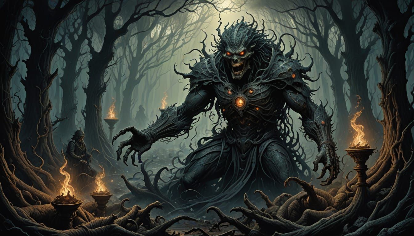 Cyberpunk Biomorphism in Dark, Moody Landscapes