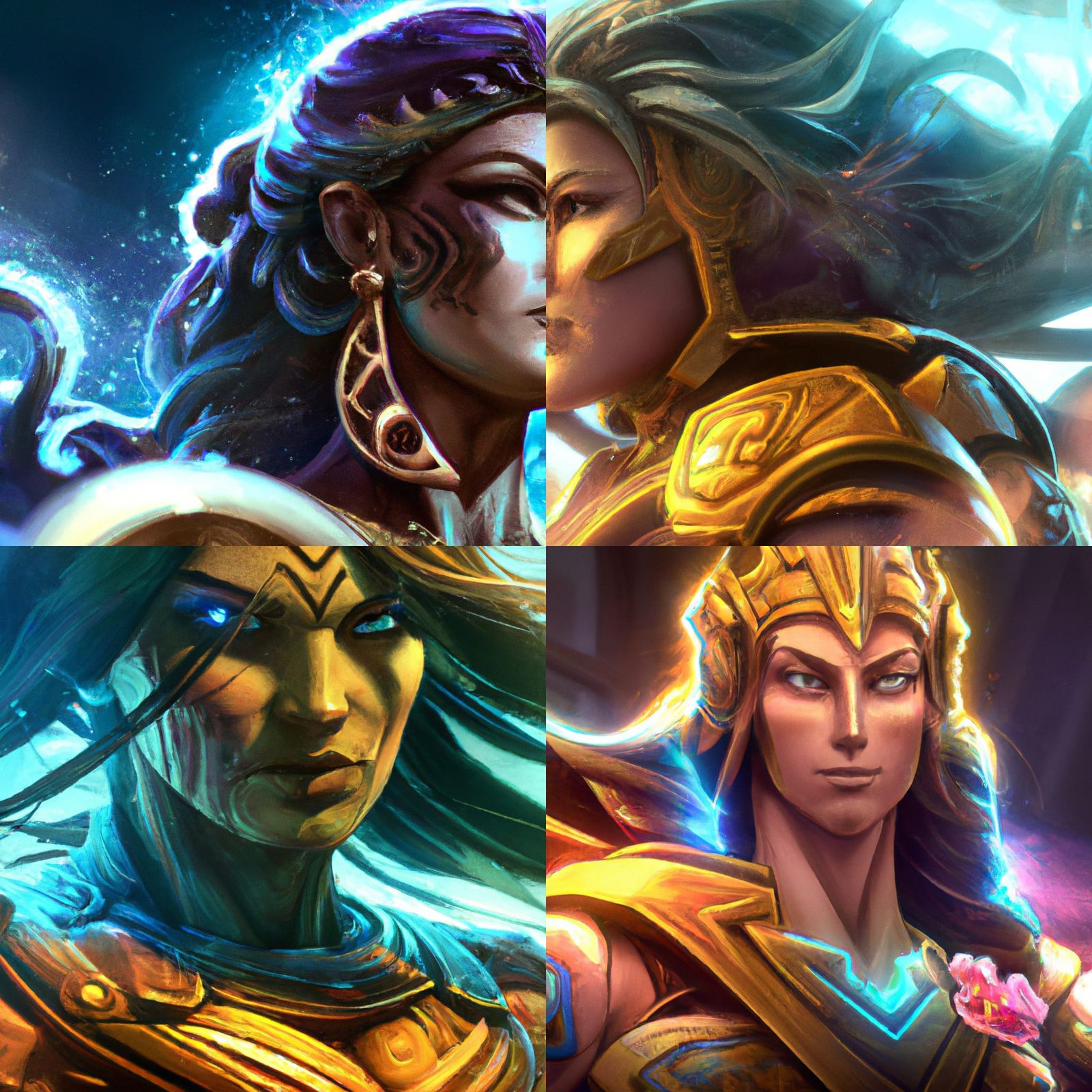 Warrior Goddess Portrait in Art Nouveau Style