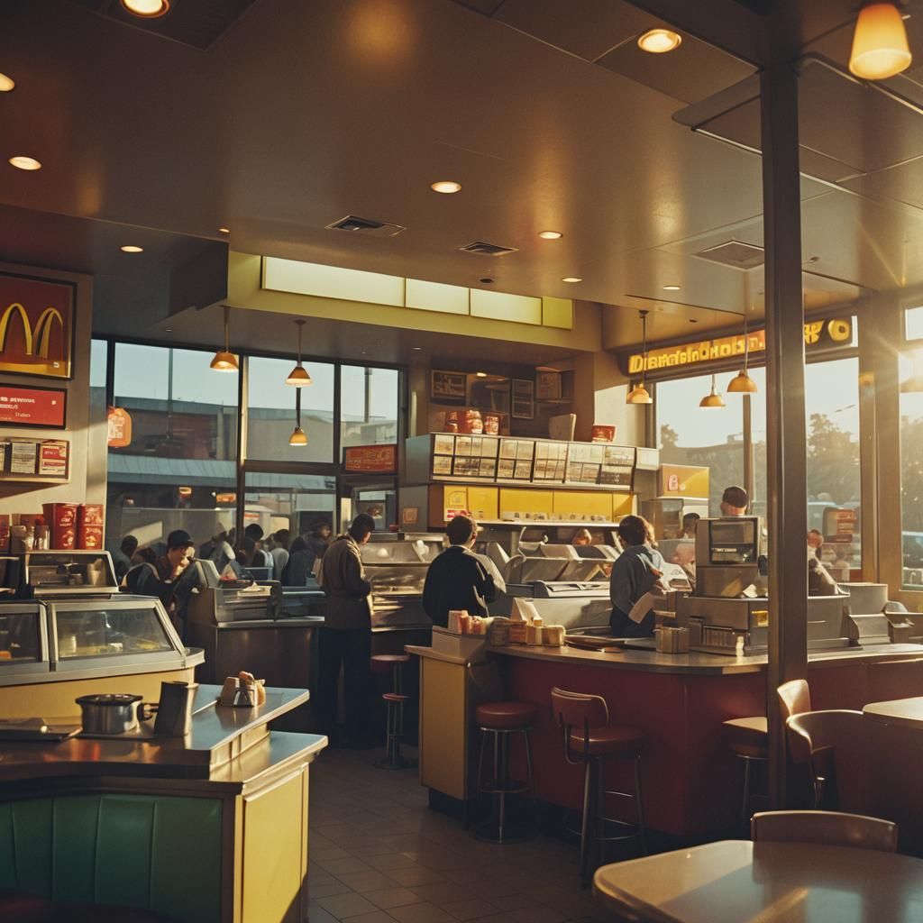 McDonald's Restaurant in 80s Cinematic Style
