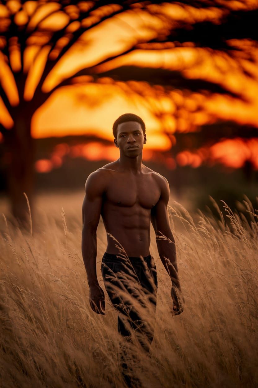 African Man in Golden Hour Light