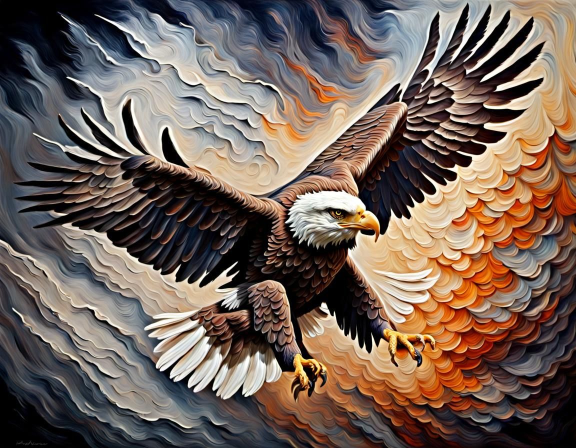 Eagle in Flight: Impasto Painting with Heavy Texture