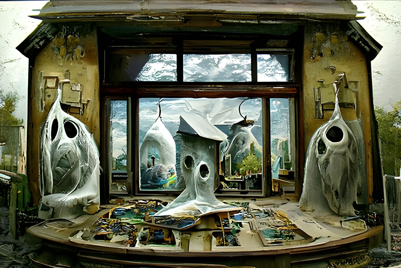 Spirit Buildings in Ghost Town: Hyperrealistic Dreamscape