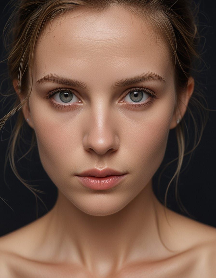 Portrait of a Swedish Woman in Elegant, Dark Off-the-Shoulde...