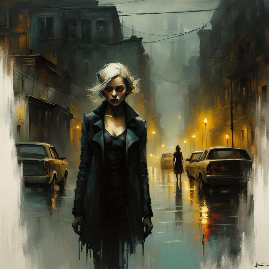 Scared Woman in Sinister Haunted City