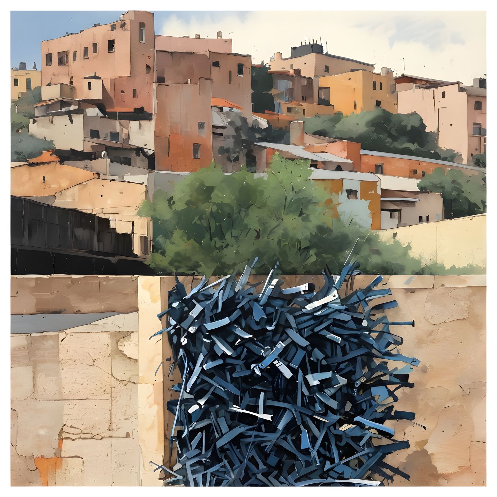 Expressive City Street Art in Benoit Guillaume Style