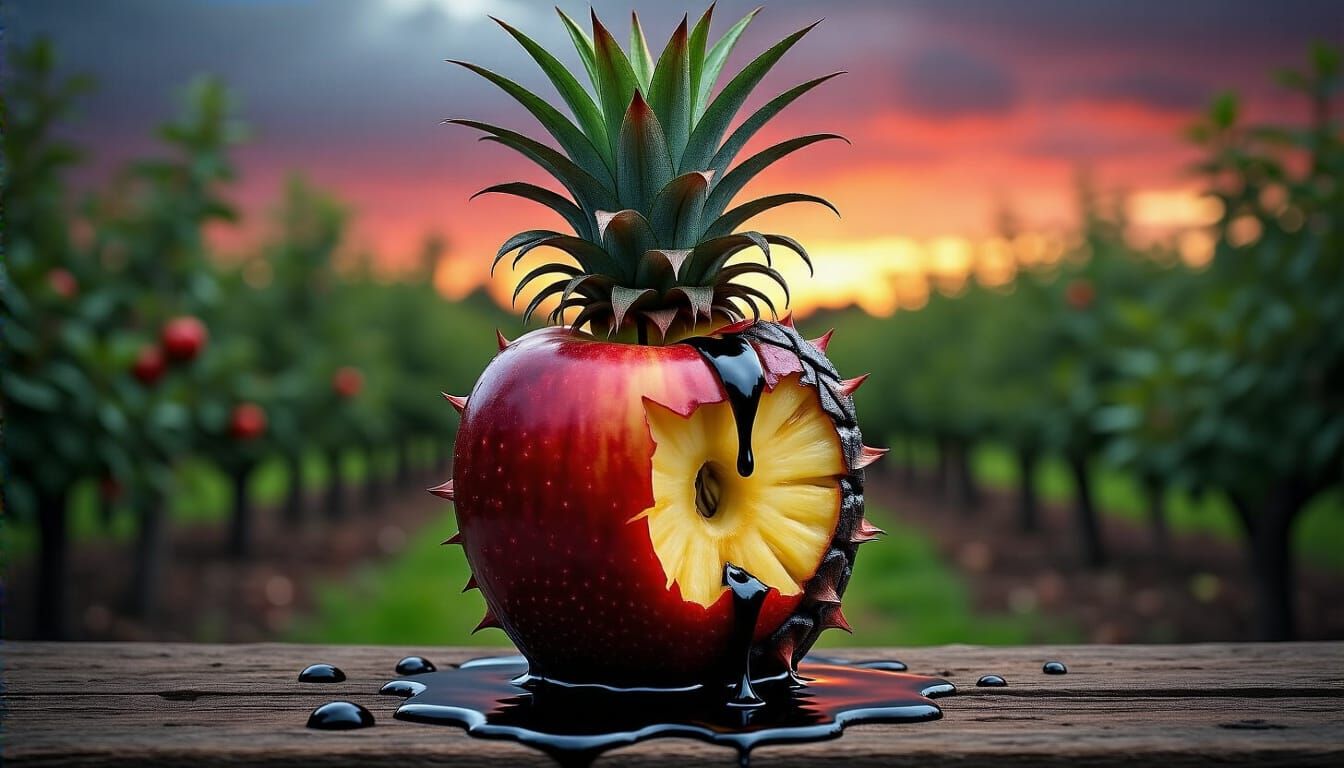 The Pain Apple: A Brooding, Dark Fruit Illustration