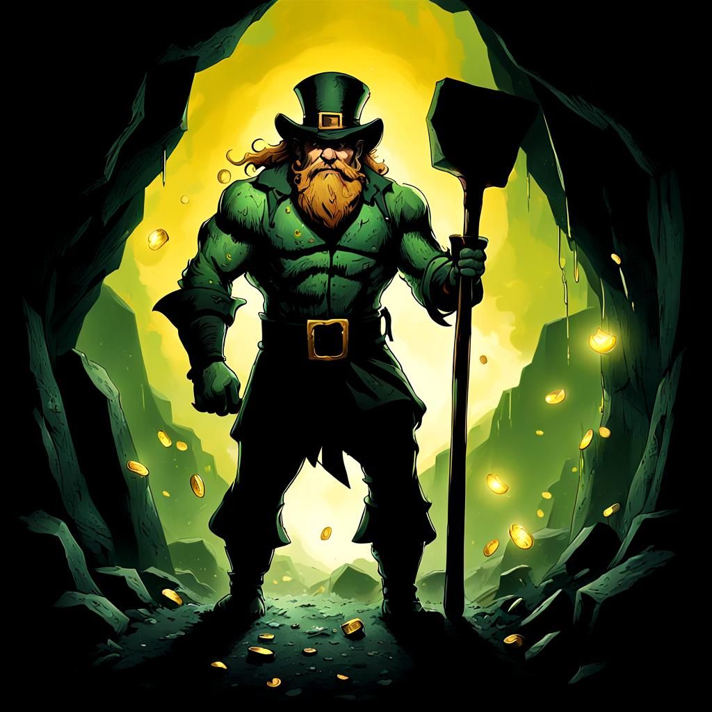Angry Leprechaun in Gold-Filled Cave