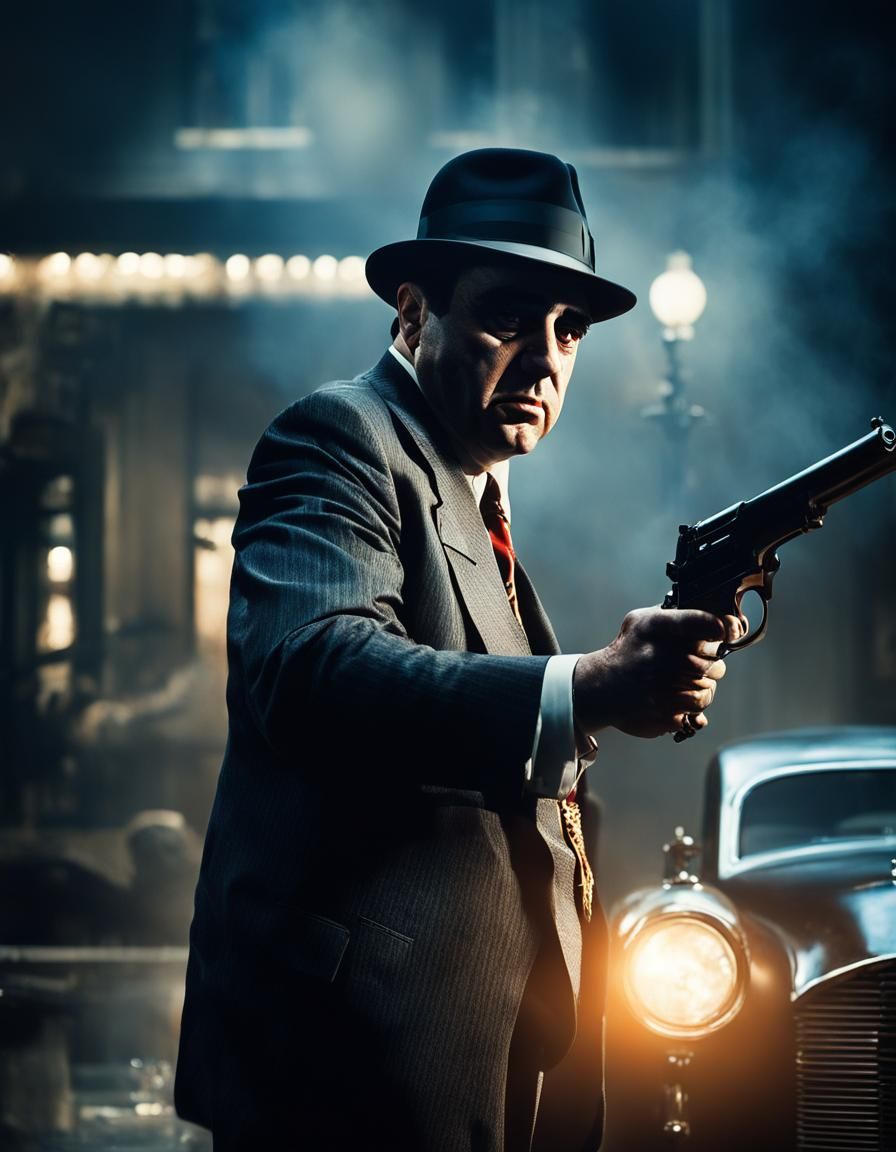 Dramatic Portrait of Scarface with Guns