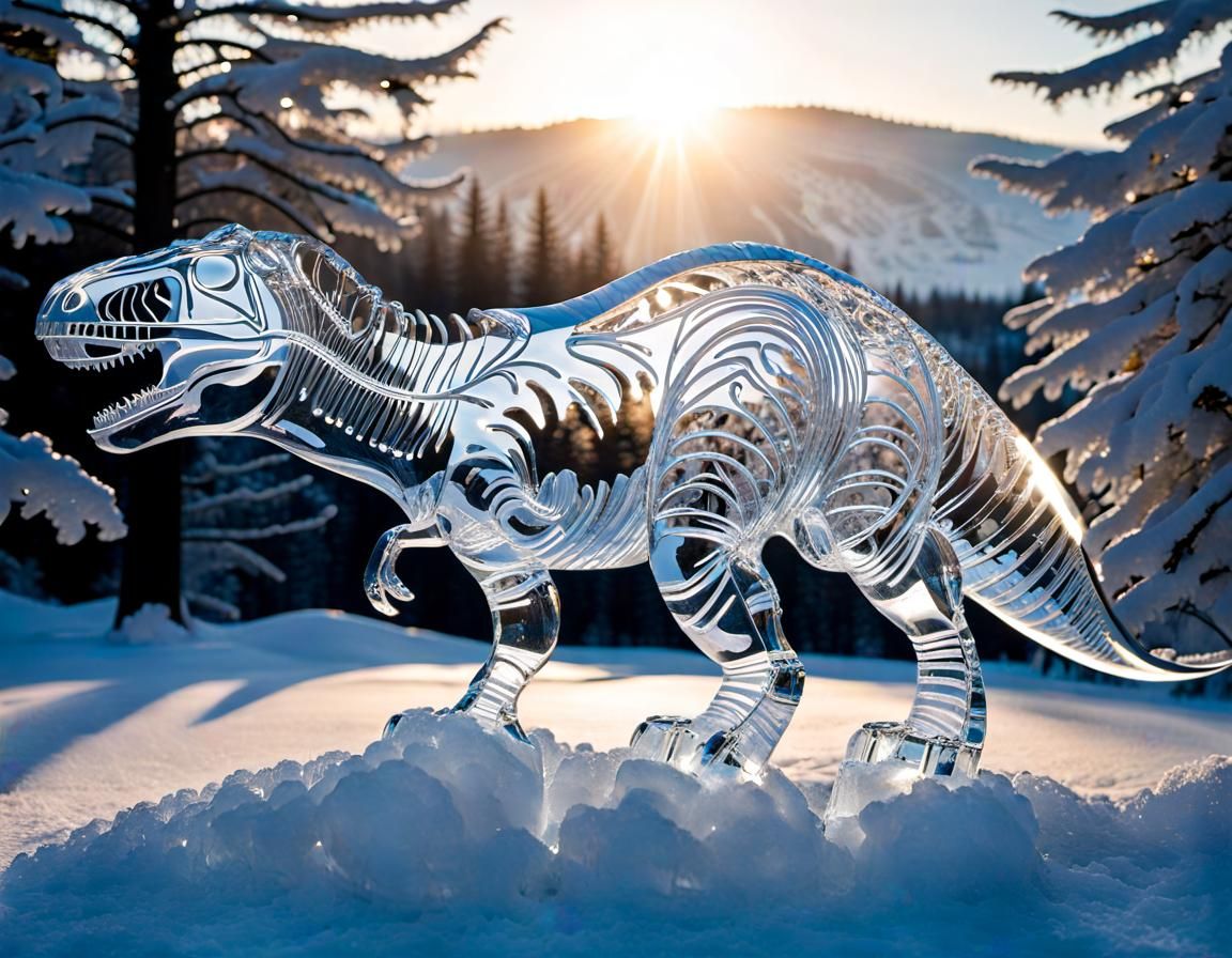 Dinosaur ice sculpture
