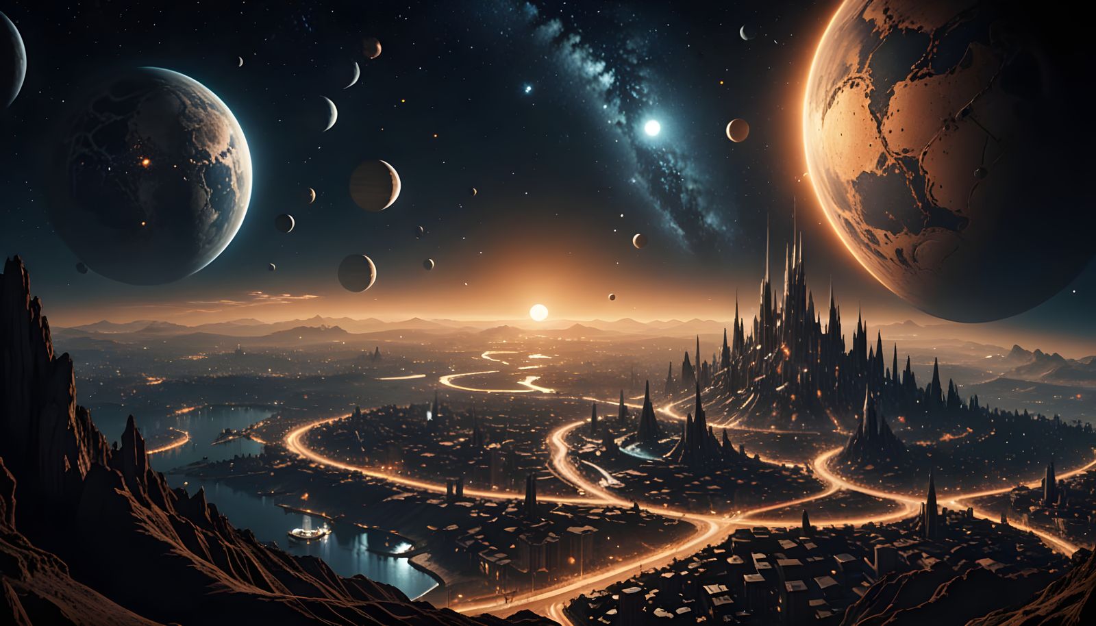 Futuristic City in Starscape as Splash Art