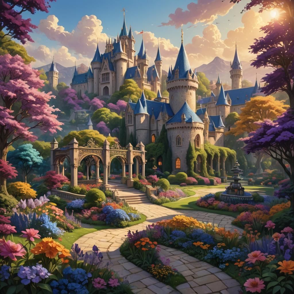 Empty Royal Gardens: A Fantasy Matte Painting