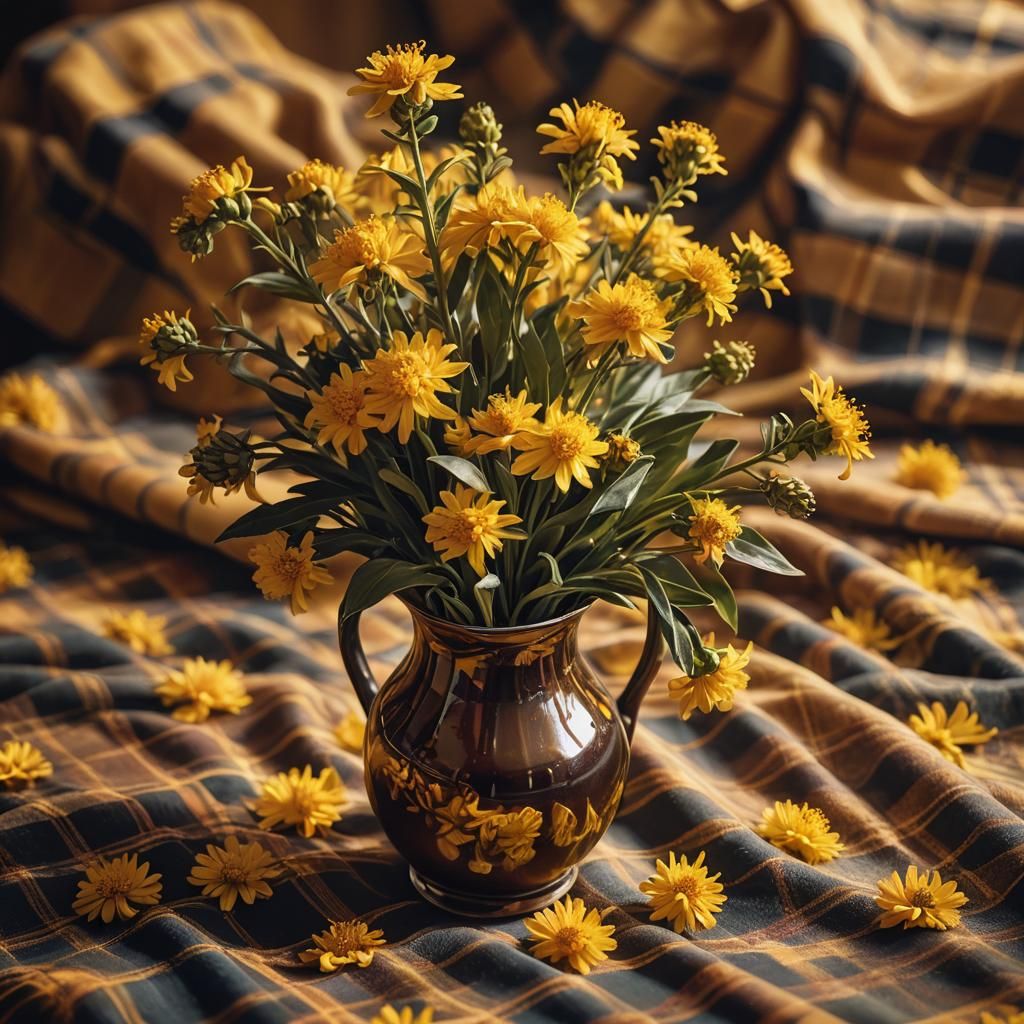 Goldenrod Still Life: A Vibrant Digital Painting
