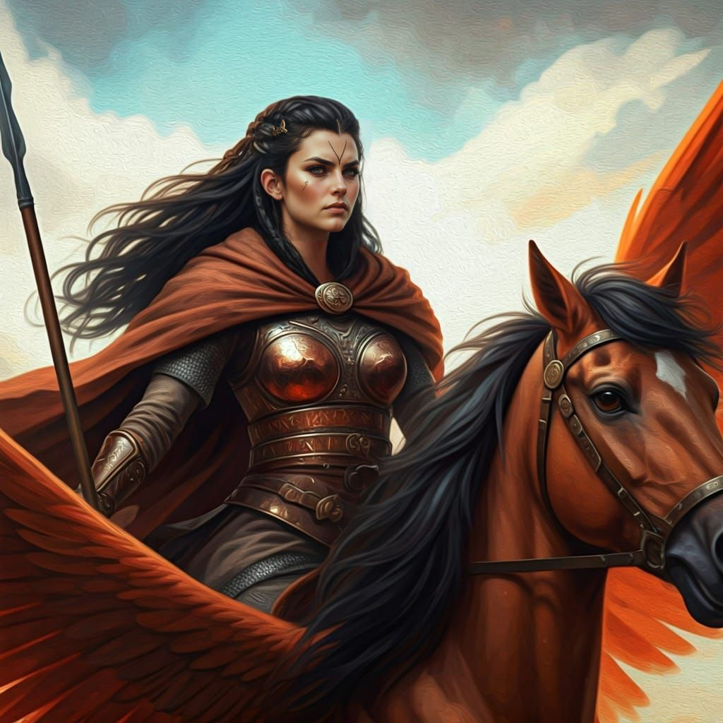 Viking Goddess Svafa Rides Her Winged Horse