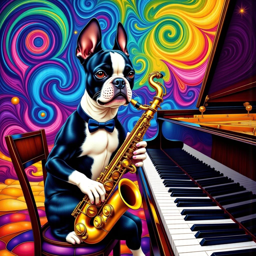 impressionism alto sax and grand piano. <lora:Color The Unexpected:0.5> background <lora:Spots and Dots