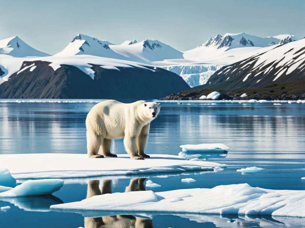 Polar Bear on Melting Ice: Hyperreal Photo