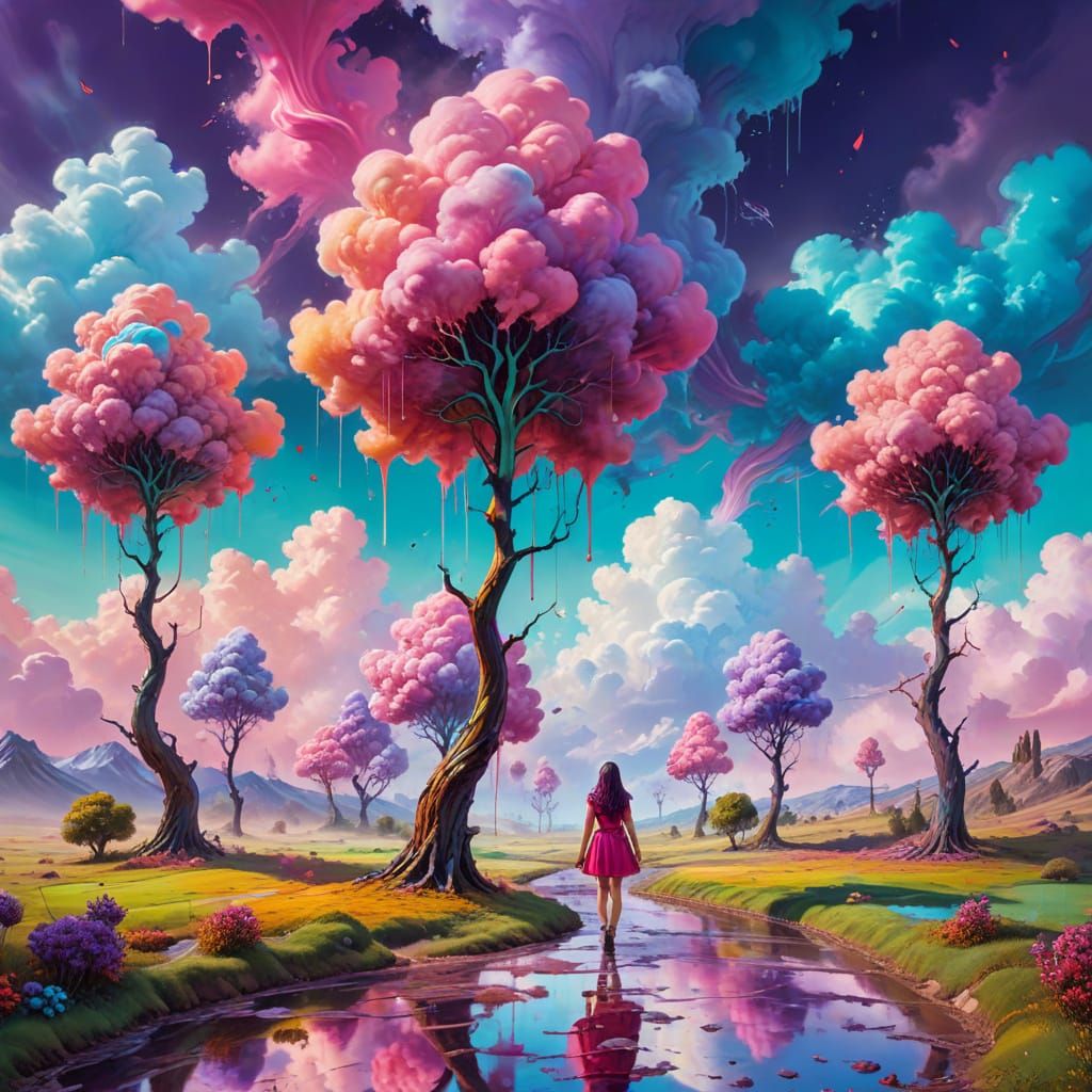 Melting Candyland: A Surrealist Oil Painting