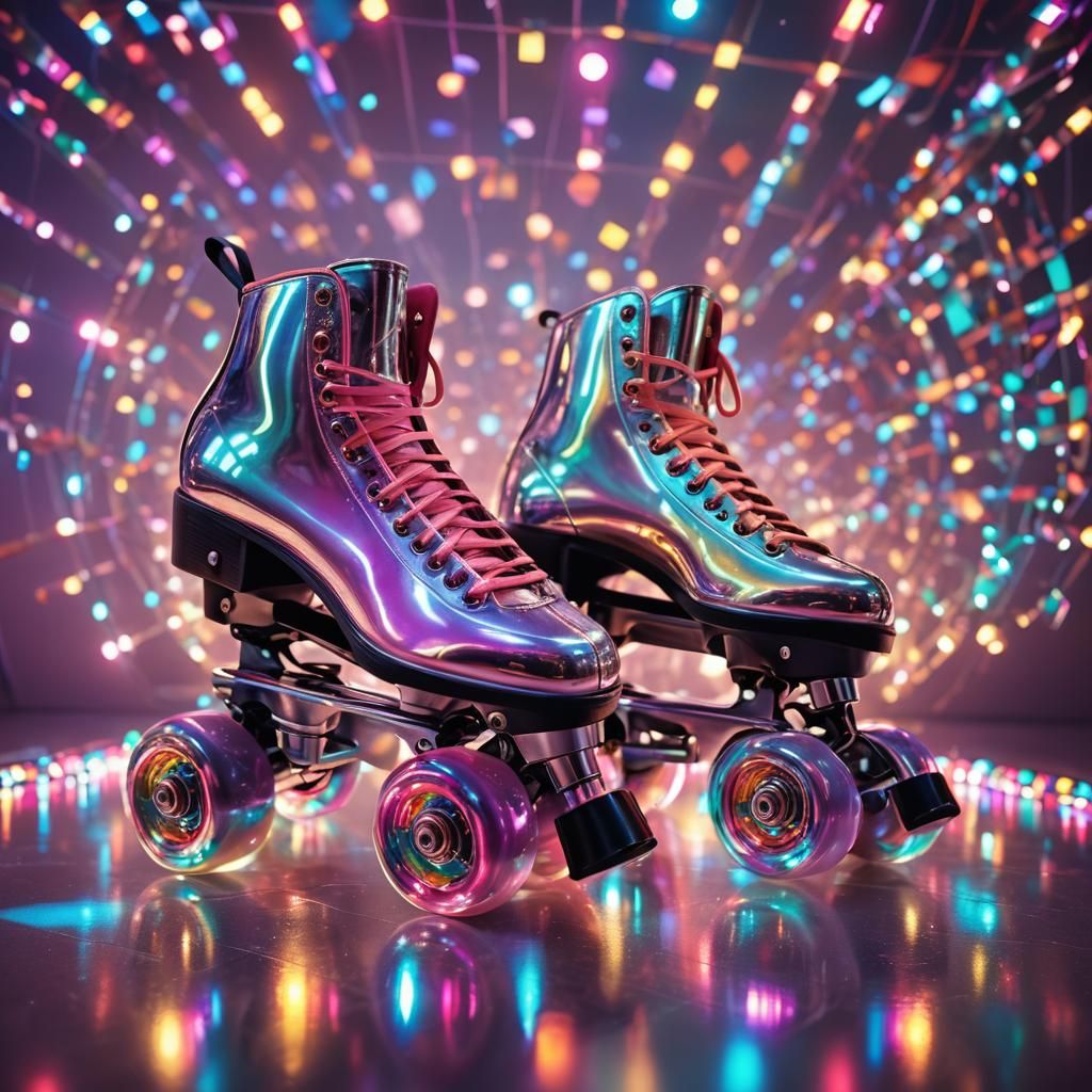 Glowing Roller Skates in Retro-Futuristic Neon Lighting