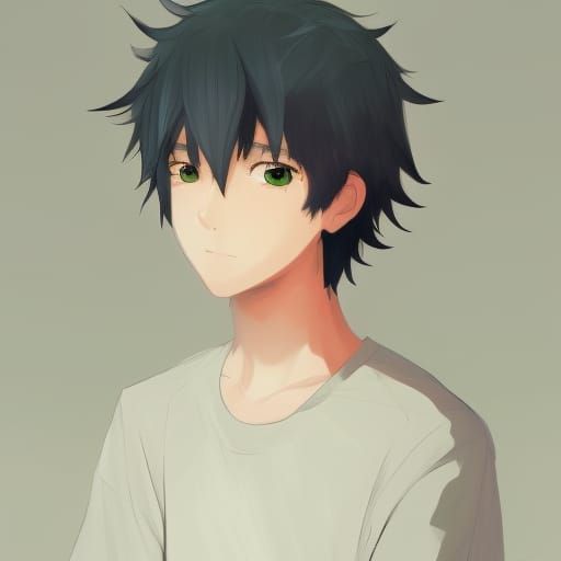 Anime Style Portrait of a Teenage Boy in Watercolor