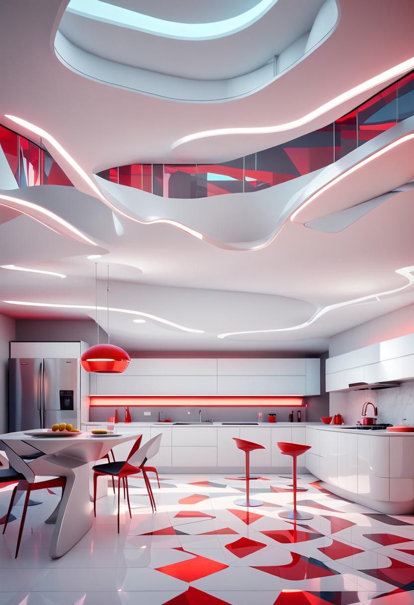 Futuristic Kitchen Interior Inspired by Zaha Hadid