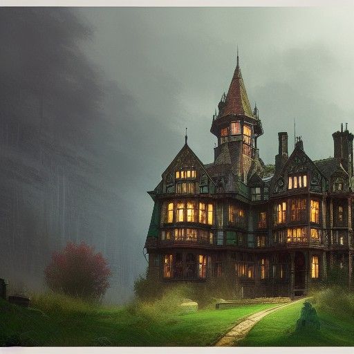 Victorian Wizard in Baronial Manor, Hyperdetailed Art