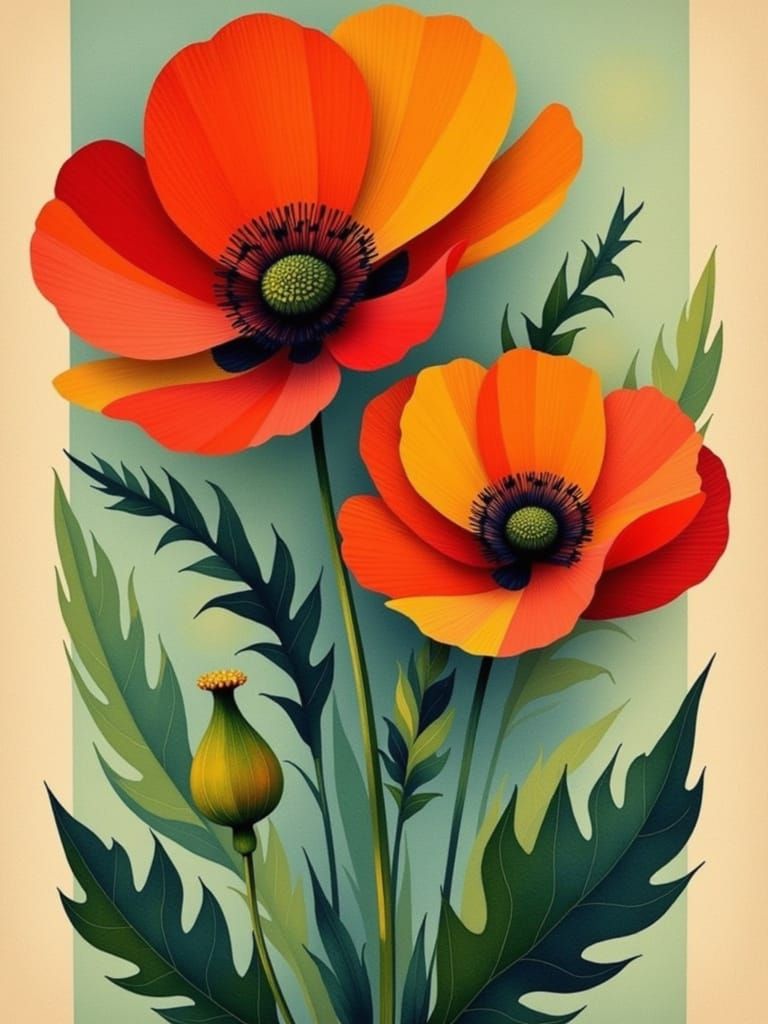 Surreal Poppy Blooms in Vibrant Colors