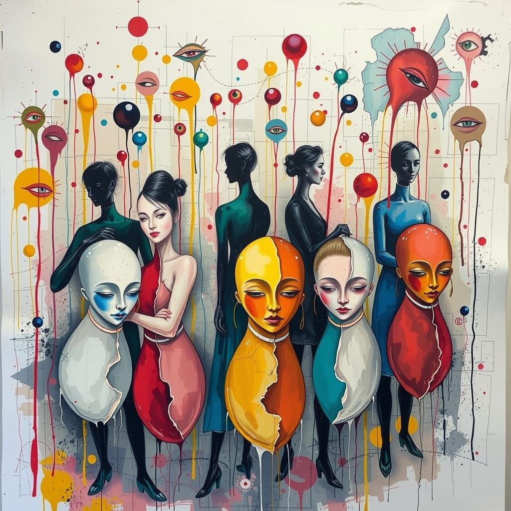 Distressed Portrait, Fauvist Mosaic of Human Emotion