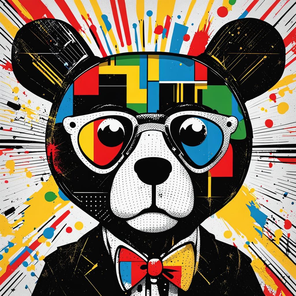 Ska Teddy Bear Rude Boy in Pop Art Style