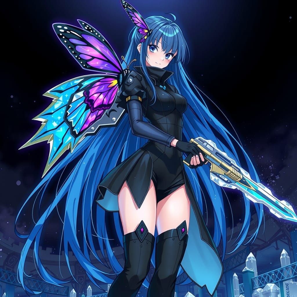 Anime Villain Enthralled by Regal Butterfly in Frosty Skatin...