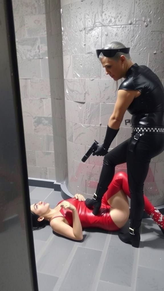 Dominant Dungeon Warden in Cyberpunk Armor