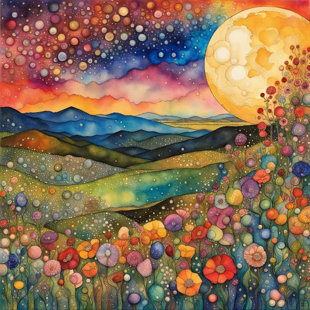 Surreal Springtime Full Moon Radiates Vibrant Colors in Alco...