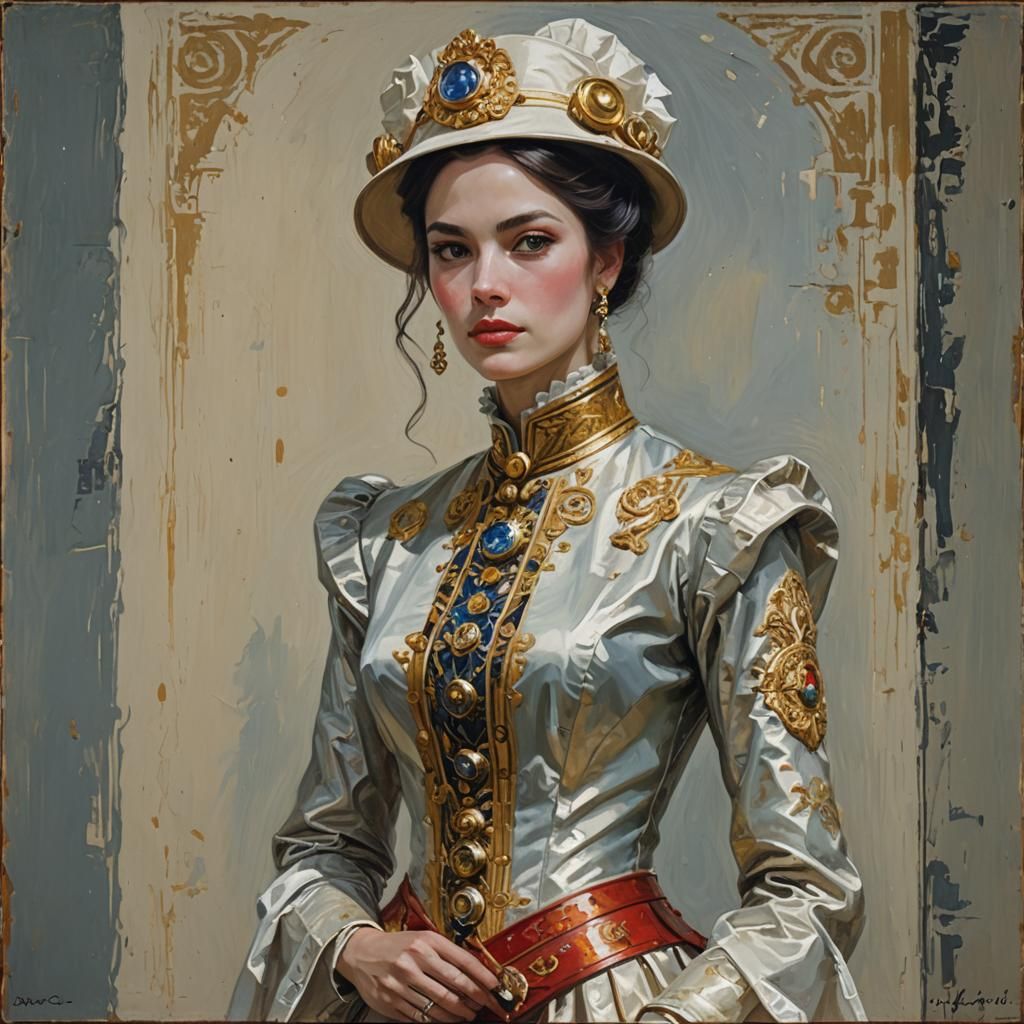 Elegant AI Woman in Oil Painting Style