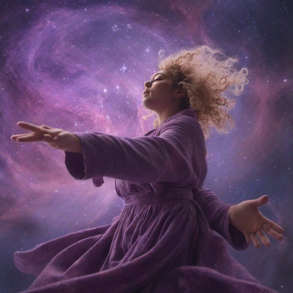 Cosmic Encounter: Dreamlike Astral Art in Electric Hues