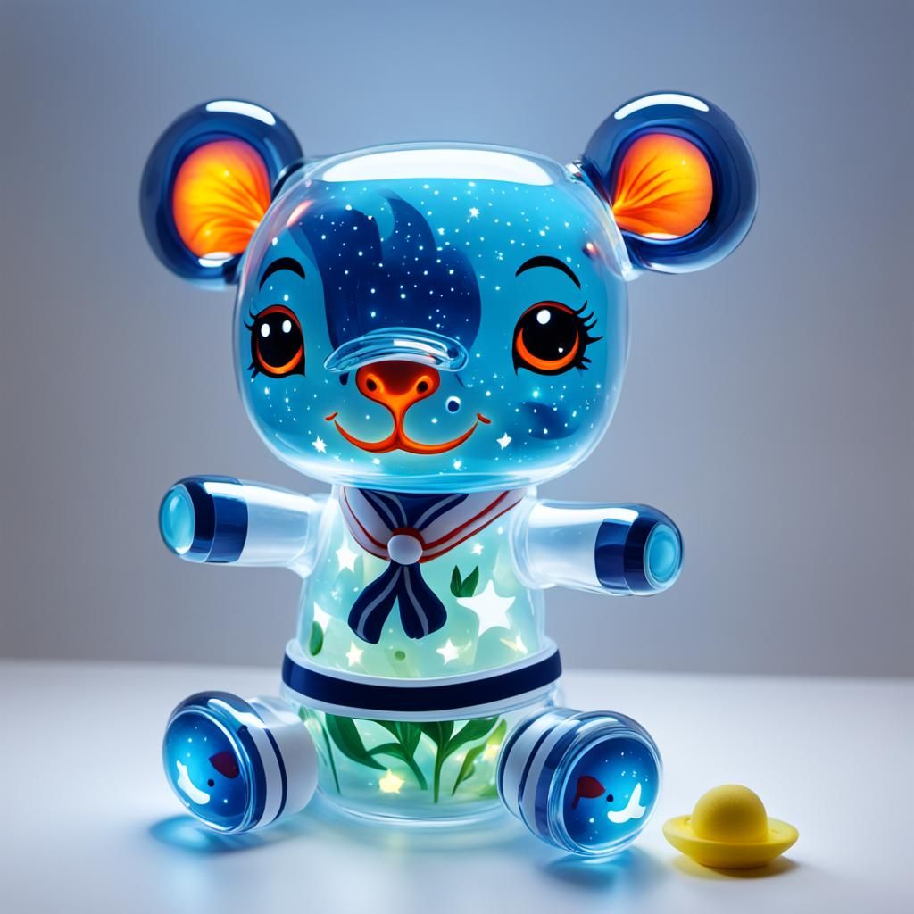 Glowing Glass Sailor Cow Figurine