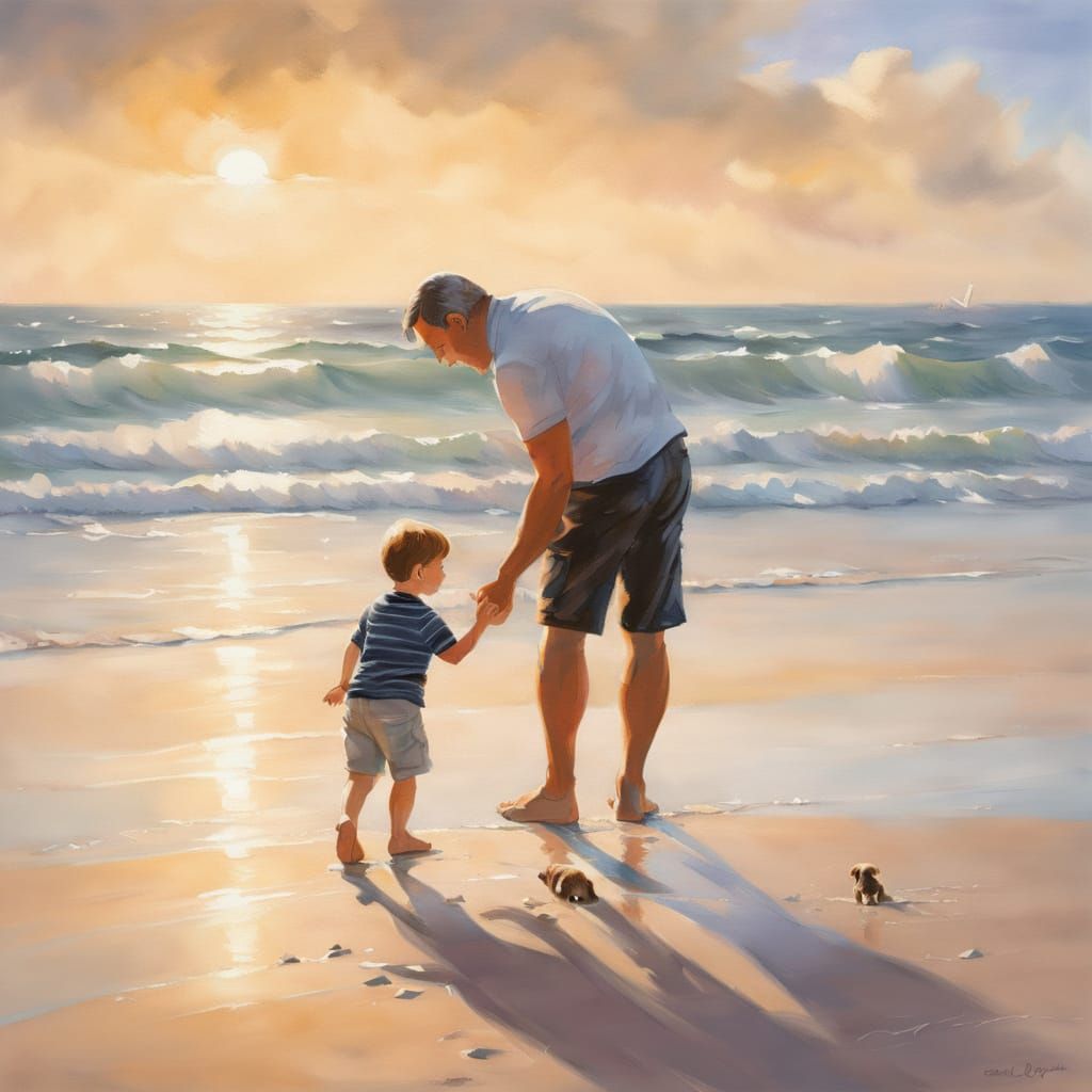 On the beach with Pops