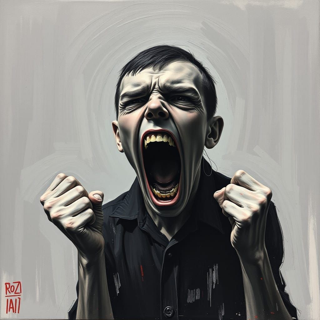 Emotionally Charged Scene of Anguish in a Dramatic, Expressi...