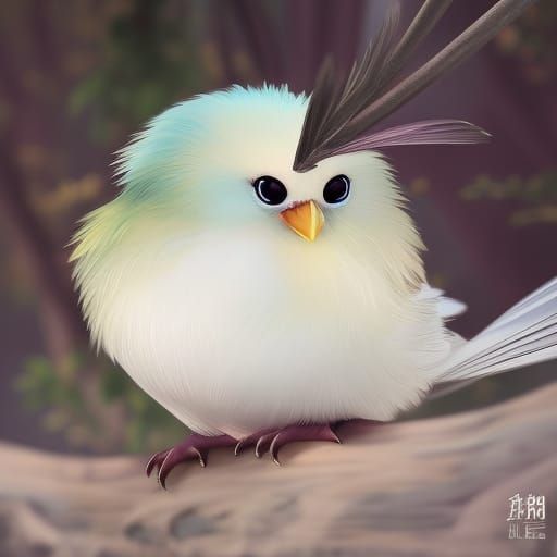 Anime Style Soft Bird Digital Illustration