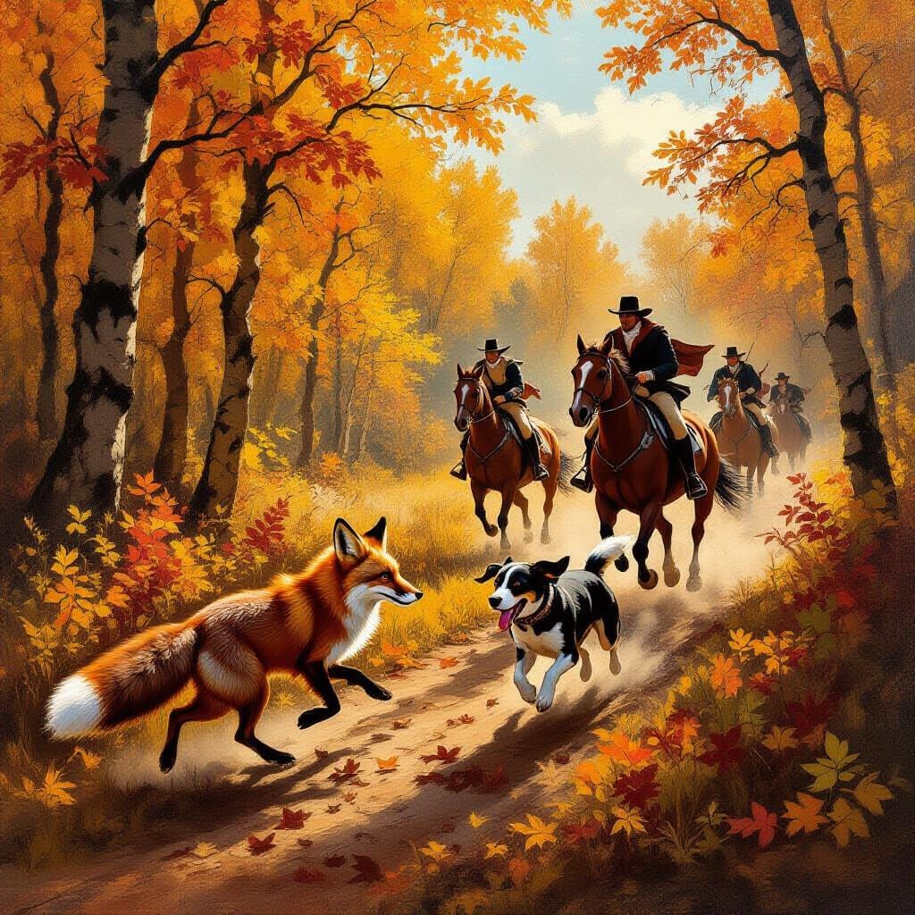 Baroque Hunting Scene: Fox's Desperate Flight