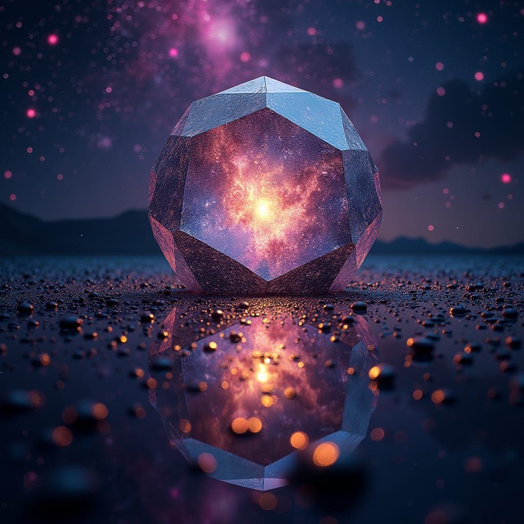 Mirrored Geometric Galaxy in Stained Glass Hues