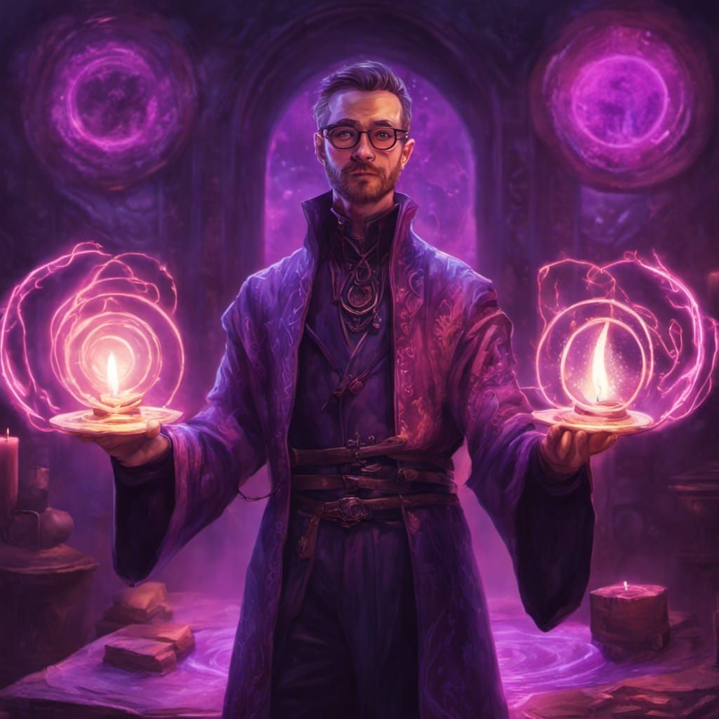 D&D Conjuration Wizard with Purple Magic