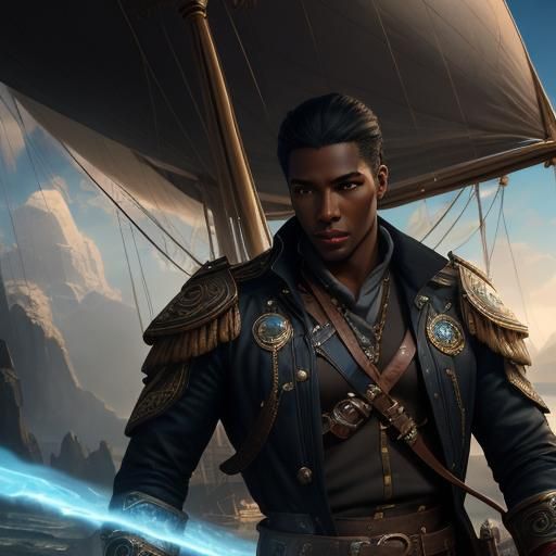 Handsome Black Captain on Airship Talisman
